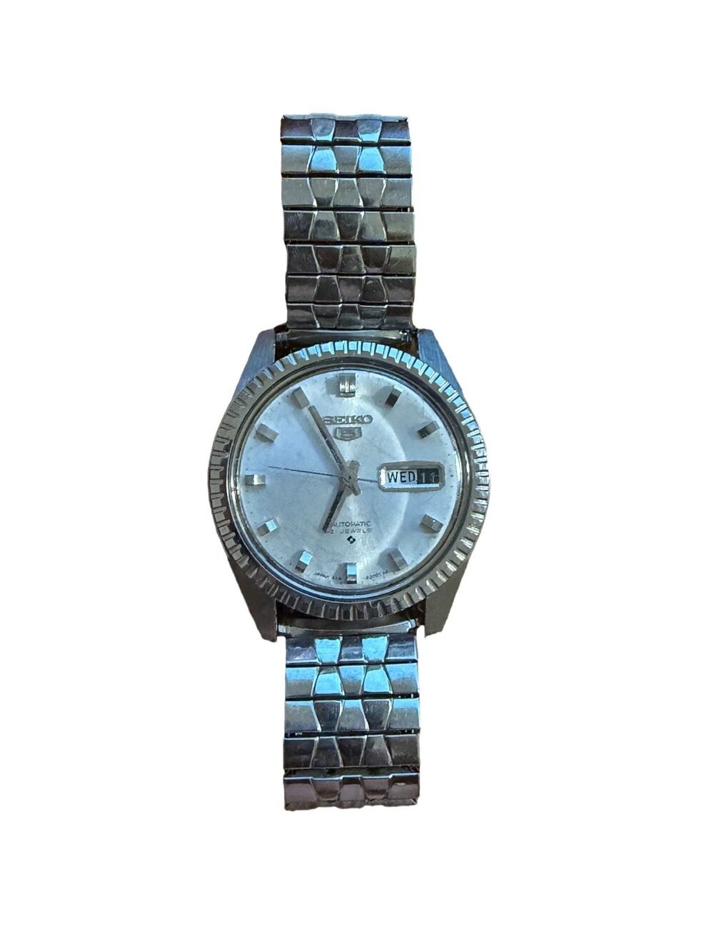 Seiko 5 Automatic Watch Silver Dial Stainless Steel Day Date Men's